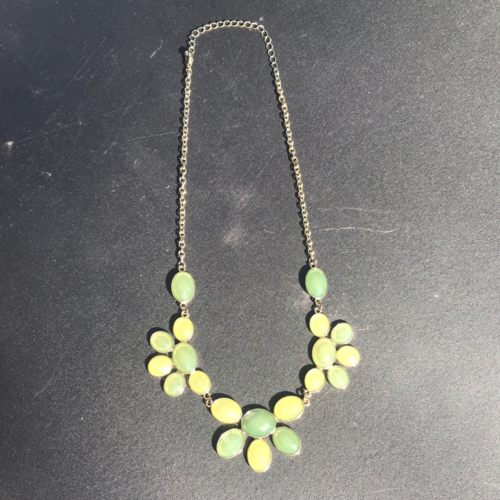 Lime Green and Gold Statement Necklace
